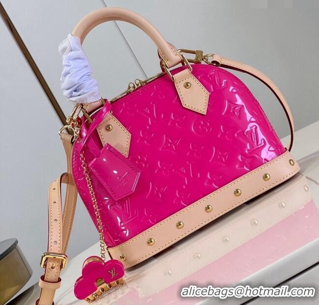 Big Discount Louis Vuitton Alma BB Bag in Monogram Vernis Leather M90611 Neon Pink 2024 New LV Remix