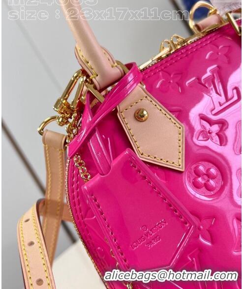 Big Discount Louis Vuitton Alma BB Bag in Monogram Vernis Leather M90611 Neon Pink 2024 New LV Remix