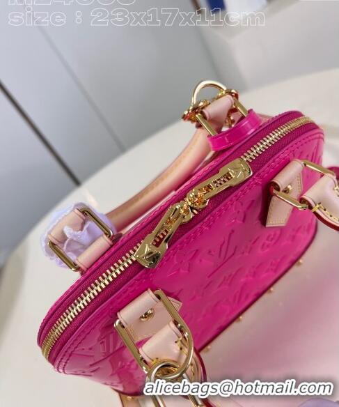 Big Discount Louis Vuitton Alma BB Bag in Monogram Vernis Leather M90611 Neon Pink 2024 New LV Remix