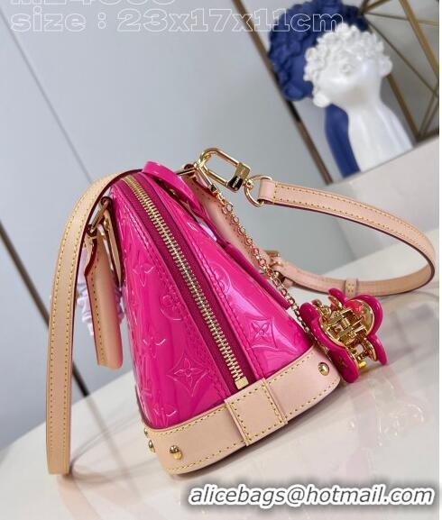 Big Discount Louis Vuitton Alma BB Bag in Monogram Vernis Leather M90611 Neon Pink 2024 New LV Remix