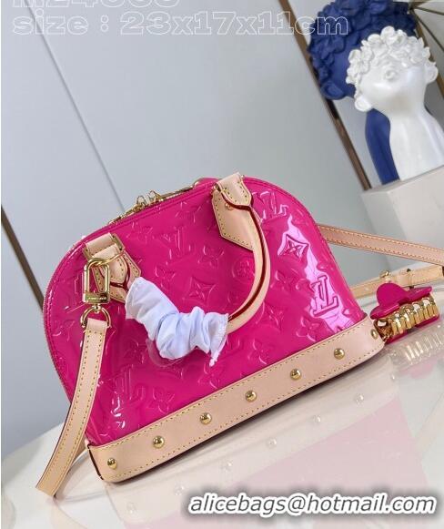 Big Discount Louis Vuitton Alma BB Bag in Monogram Vernis Leather M90611 Neon Pink 2024 New LV Remix