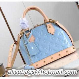 Good Quality Louis Vuitton Alma BB Bag in Monogram Vernis Leather M24063 Light Blue 2024 New LV Remix