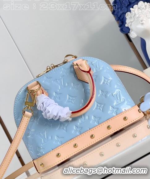 Good Quality Louis Vuitton Alma BB Bag in Monogram Vernis Leather M24063 Light Blue 2024 New LV Remix