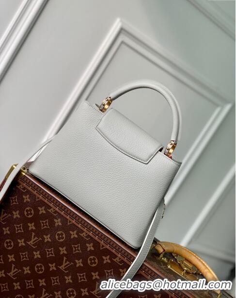 Luxury Classic Louis Vuitton Capucines BB Bag in Taurillon Leather M23280 Ice Grey 2024