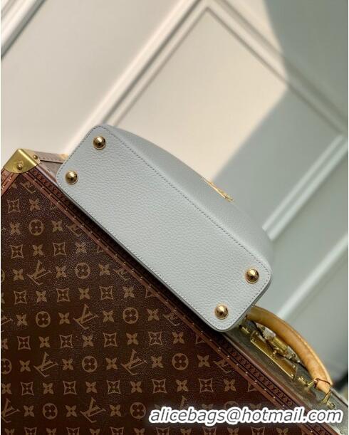 Luxury Classic Louis Vuitton Capucines BB Bag in Taurillon Leather M23280 Ice Grey 2024