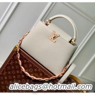 Best Price Louis Vuitton Capucines MM Bag in Taurillon Leather M23199 Ice Grey 2024