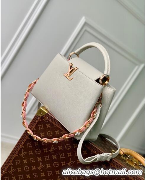 Best Price Louis Vuitton Capucines MM Bag in Taurillon Leather M23199 Ice Grey 2024