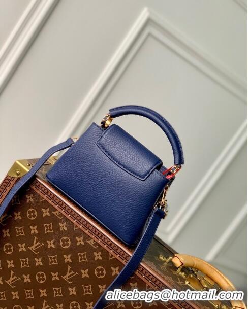 Best Price Louis Vuitton Capucines Mini Bag in Taurillon Leather M23363 Blue 2024