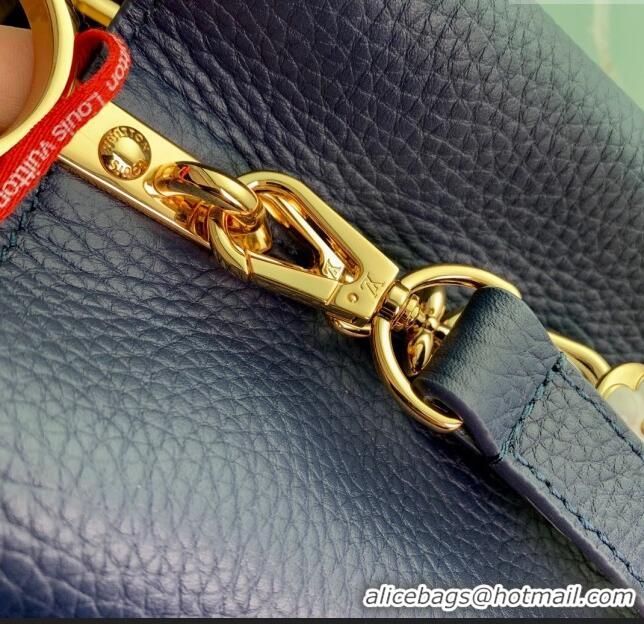 Best Price Louis Vuitton Capucines Mini Bag in Taurillon Leather M23363 Blue 2024