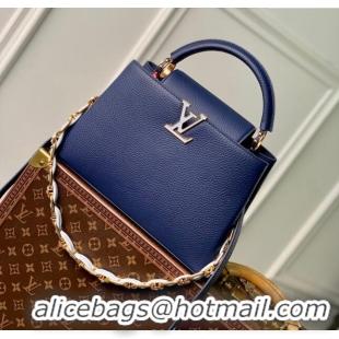 Grade Quality Louis Vuitton Capucines MM Bag in Taurillon Leather M23199 Blue 2024