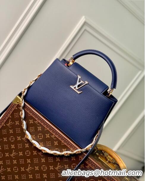 Grade Quality Louis Vuitton Capucines MM Bag in Taurillon Leather M23199 Blue 2024