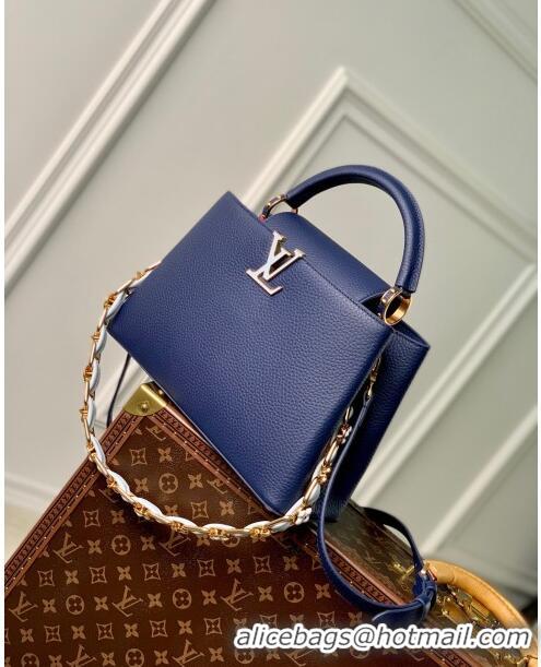 Grade Quality Louis Vuitton Capucines MM Bag in Taurillon Leather M23199 Blue 2024