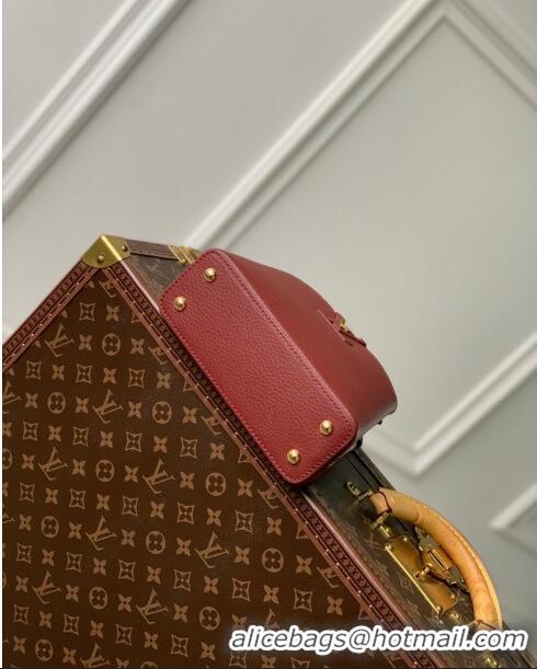 Discount Louis Vuitton Capucines Mini Bag in Taurillon Leather M25128 Griotte/Burgundy 2024