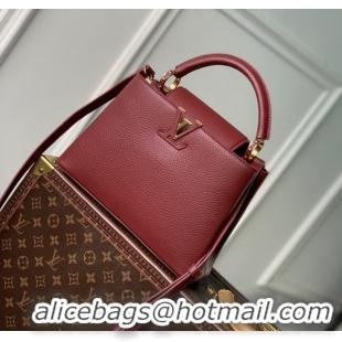 Popular Style Louis Vuitton Capucines BB Bag in Taurillon Leather M25128 Griotte/Burgundy 2024