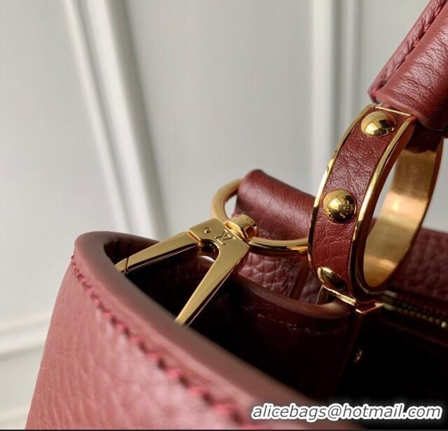 Popular Style Louis Vuitton Capucines BB Bag in Taurillon Leather M25128 Griotte/Burgundy 2024