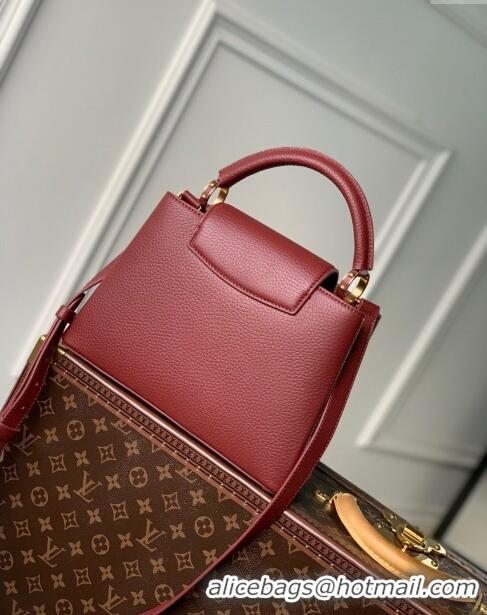 Popular Style Louis Vuitton Capucines BB Bag in Taurillon Leather M25128 Griotte/Burgundy 2024