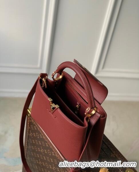 Popular Style Louis Vuitton Capucines BB Bag in Taurillon Leather M25128 Griotte/Burgundy 2024