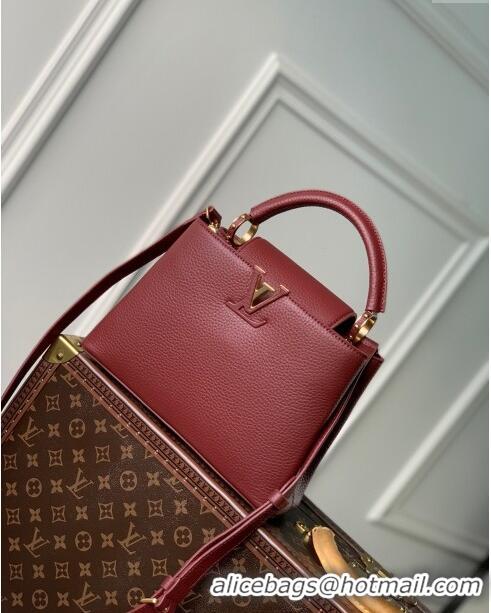 Popular Style Louis Vuitton Capucines BB Bag in Taurillon Leather M25128 Griotte/Burgundy 2024