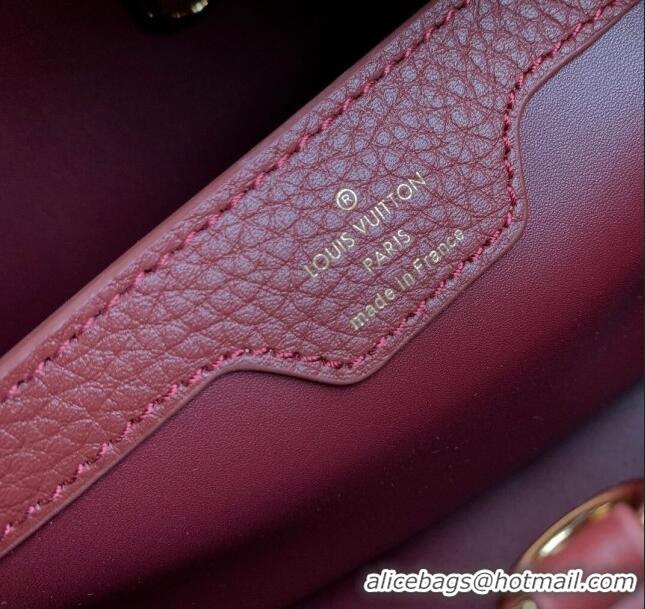 Popular Style Louis Vuitton Capucines BB Bag in Taurillon Leather M25128 Griotte/Burgundy 2024