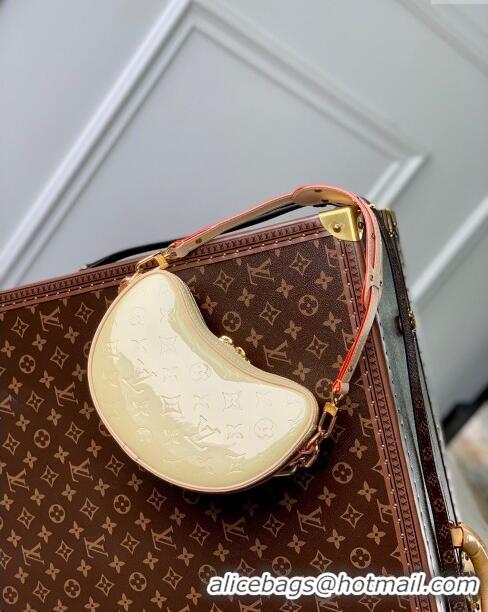 Luxurious Louis Vuitton Croissant PM Bag in Monogram Vernis Embossed Cowhide leather M24020 Yellow 2024