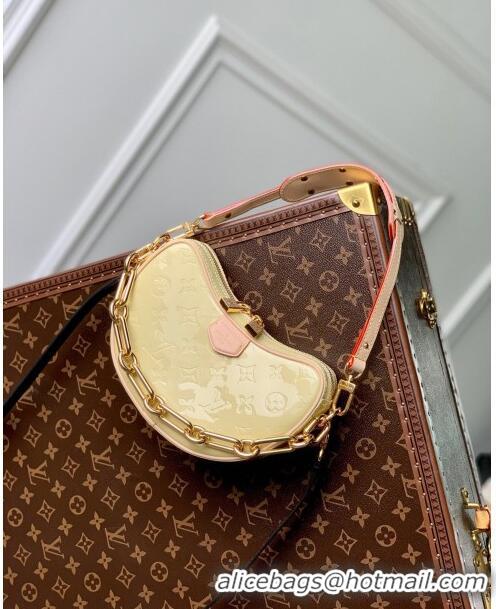 Luxurious Louis Vuitton Croissant PM Bag in Monogram Vernis Embossed Cowhide leather M24020 Yellow 2024