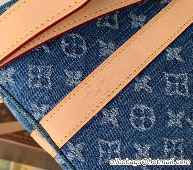 New Style Louis Vuitton Keepall Bandoulière 45 Travel Bag in Blue Monogram Denim M24315 2024 New LV Remix