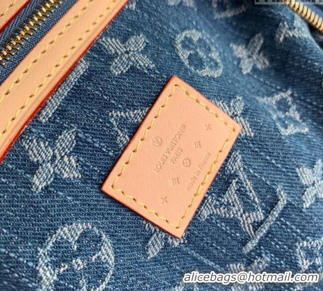 New Style Louis Vuitton Keepall Bandoulière 45 Travel Bag in Blue Monogram Denim M24315 2024 New LV Remix