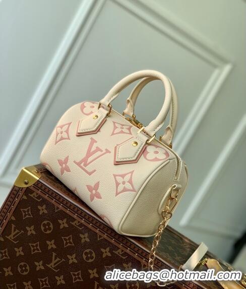 Pretty Style Louis Vuitton Speedy Bandoulière 20 Bag in Bicolor Empreinte Monogram Leather M46397 Beige/Pink