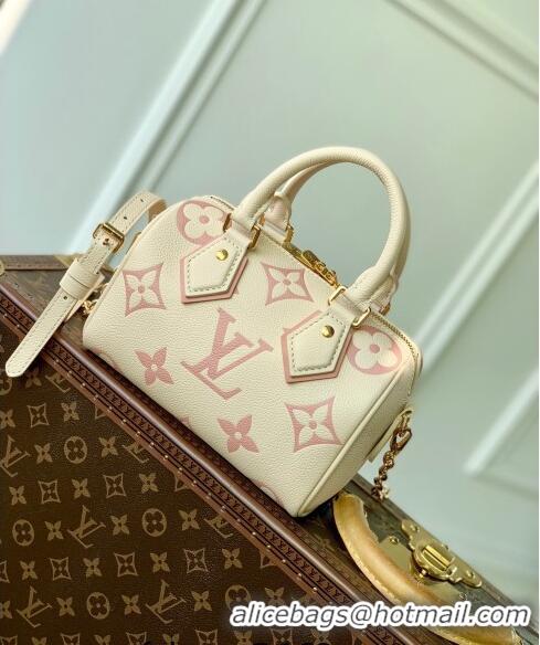 Pretty Style Louis Vuitton Speedy Bandoulière 20 Bag in Bicolor Empreinte Monogram Leather M46397 Beige/Pink