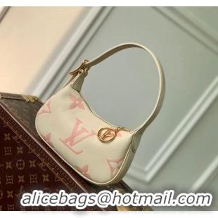 Top Quality Louis Vuitton Mini Moon Hobo Bag in Oversized Monogram Empreinte Leather M82391 Beige/Pink 2024