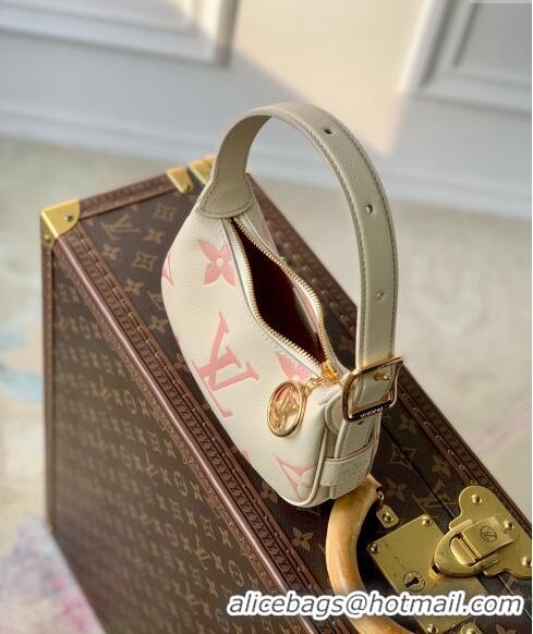 Top Quality Louis Vuitton Mini Moon Hobo Bag in Oversized Monogram Empreinte Leather M82391 Beige/Pink 2024