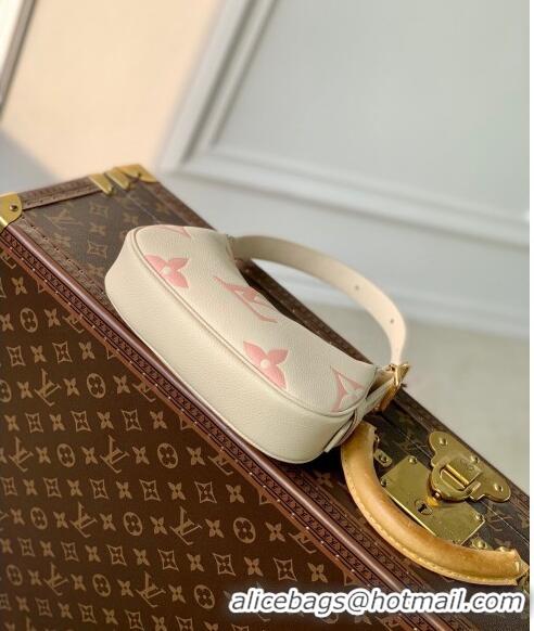 Top Quality Louis Vuitton Mini Moon Hobo Bag in Oversized Monogram Empreinte Leather M82391 Beige/Pink 2024