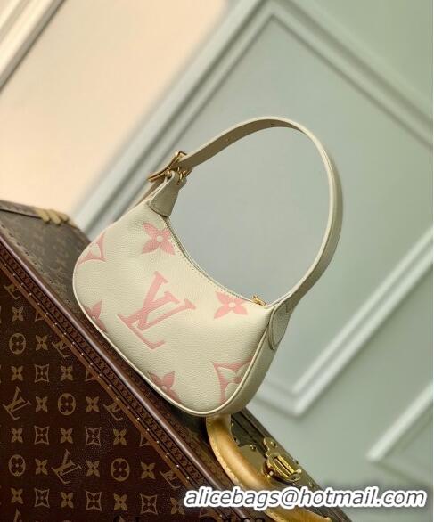 Top Quality Louis Vuitton Mini Moon Hobo Bag in Oversized Monogram Empreinte Leather M82391 Beige/Pink 2024