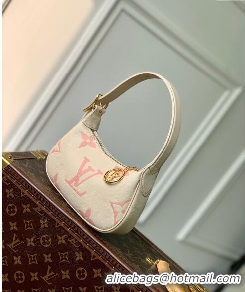 Top Quality Louis Vuitton Mini Moon Hobo Bag in Oversized Monogram Empreinte Leather M82391 Beige/Pink 2024