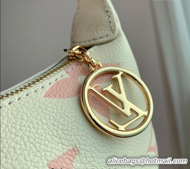 Top Quality Louis Vuitton Mini Moon Hobo Bag in Oversized Monogram Empreinte Leather M82391 Beige/Pink 2024