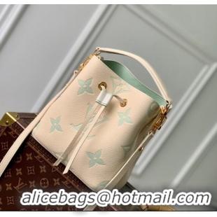 Pretty Style Louis Vuitton NéoNoé BB Bucket Bag in Bicolor Monogram Empreinte Leather M24048 Latte White/Green 2024