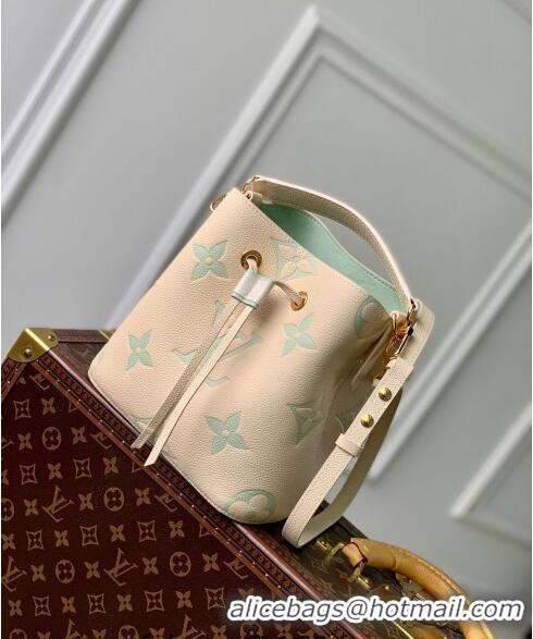 Pretty Style Louis Vuitton NéoNoé BB Bucket Bag in Bicolor Monogram Empreinte Leather M24048 Latte White/Green 2024