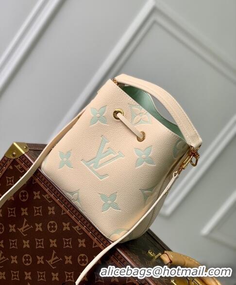 Pretty Style Louis Vuitton NéoNoé BB Bucket Bag in Bicolor Monogram Empreinte Leather M24048 Latte White/Green 2024