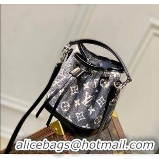 Big Discount Louis Vuitton Nano Noé Bucket Bag in Black Faded Denim Jacquard M46449 2024