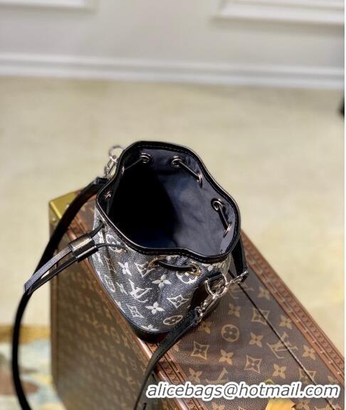 Big Discount Louis Vuitton Nano Noé Bucket Bag in Black Faded Denim Jacquard M46449 2024