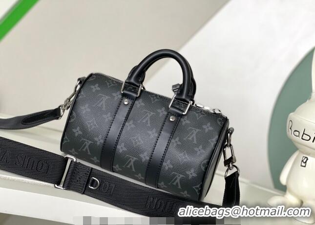 Promotional Louis Vuitton Men's Keepall Bandoulière 25 Bag in Monogram Taurillon Leather M20900 Black 2024