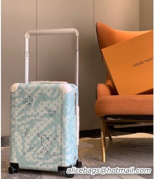 Promotional Louis Vuitton Horizon 55 Luggage Travel Bag in Monogram Aquagarden Canvas with Waterdrop Crystal 4034 Blue 2