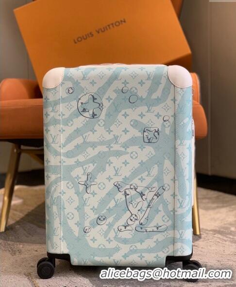 Promotional Louis Vuitton Horizon 55 Luggage Travel Bag in Monogram Aquagarden Canvas with Waterdrop Crystal 4034 Blue 2