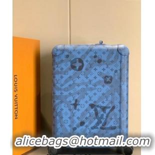 Top Quality Louis Vuitton Horizon 55 Luggage Travel Bag in Monogram Aquagarden Canvas with Waterdrop 4034 Abyss Blue 202