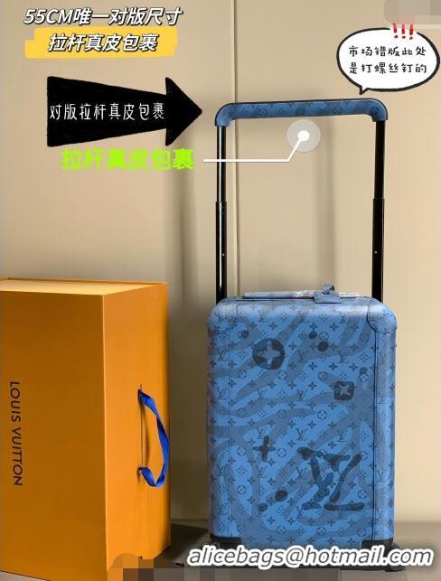 Top Quality Louis Vuitton Horizon 55 Luggage Travel Bag in Monogram Aquagarden Canvas with Waterdrop 4034 Abyss Blue 202