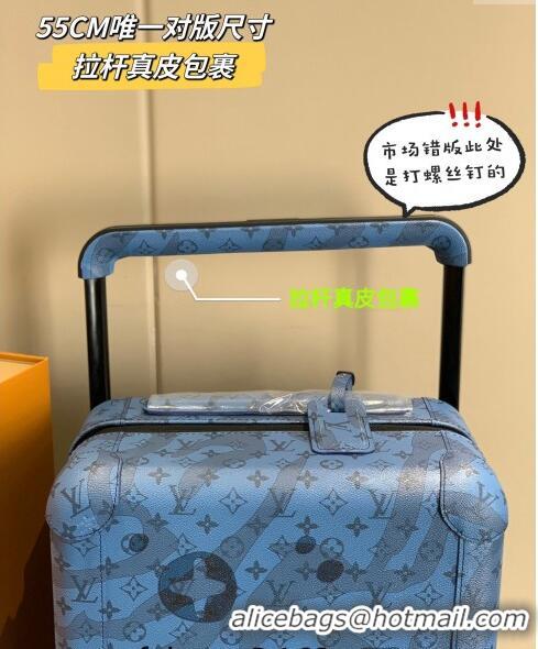 Top Quality Louis Vuitton Horizon 55 Luggage Travel Bag in Monogram Aquagarden Canvas with Waterdrop 4034 Abyss Blue 202