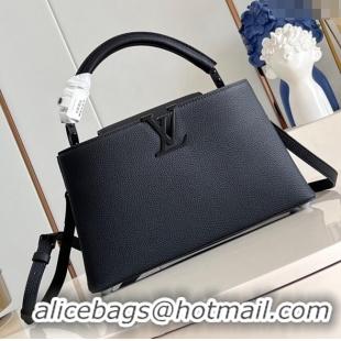 Top Quality Louis Vuitton Capucines East-West Medium Bag in Matte Calfskin M23955 All Black 2024