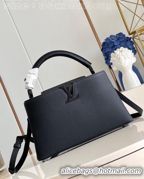 Top Quality Louis Vuitton Capucines East-West Medium Bag in Matte Calfskin M23955 All Black 2024