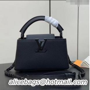 Good Quality Louis Vuitton Capucines East-West Mini Bag in Matte Calfskin M23955 All Black 2024