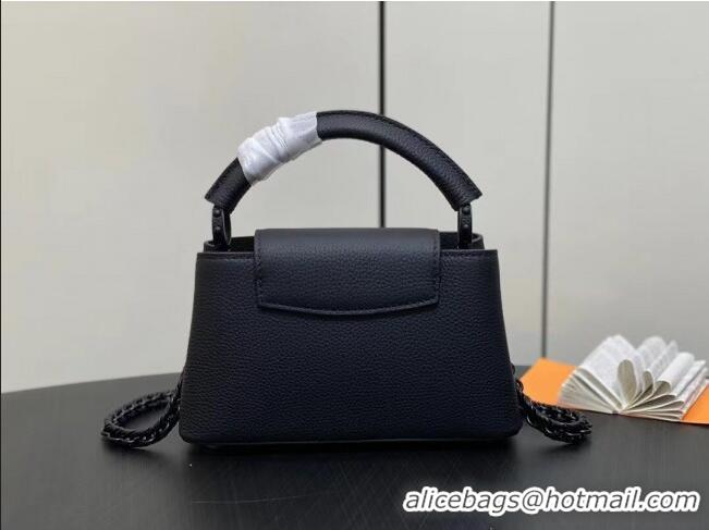 Good Quality Louis Vuitton Capucines East-West Mini Bag in Matte Calfskin M23955 All Black 2024